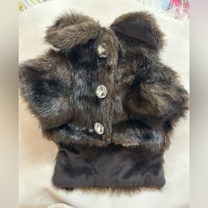 Mafia Princess Faux Fur Dog Coat with Crystal Buttons- Size Small 🐾